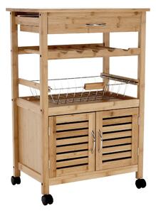 Carucior servire NAVID, stejar, bambus, 56x36x85 cm