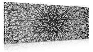 Tablou ornament etnic unic în design alb-negru