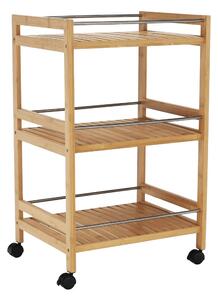 Carucior servire NASHY, stejar/negru, lemn de bambus/otel, 47x38x76 cm
