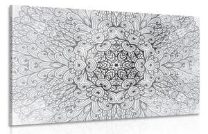 Tablou Mandala etnică de aur în design alb-negru