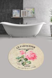 Covoras de baie Jardiner DJT, 100 cm, forma rotunda, bej/roz