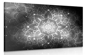 Tablou Mandala cu fundal galactic în design alb-negru