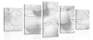 Tablou 5-piese lux alb în design alb-negru