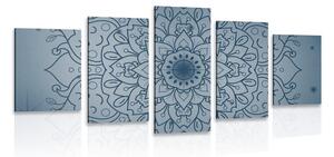 Tablou 5-piese floare albastră închisă de Mandala