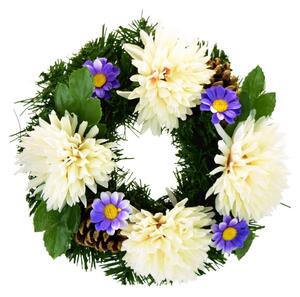 Coroniță de toamnă cu flori artificiale20 cm, alb