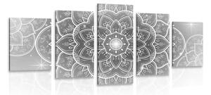 Tablou 5-piese Mandala orientală în design alb-negru