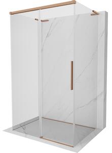 Mexen Rox-3SL, extensie cabină de duș cu 3 pereți 145 x 75 cm, sticlă transparentă de 8 mm, profil mat cupră, 8C2L-145-075-65-00-3S