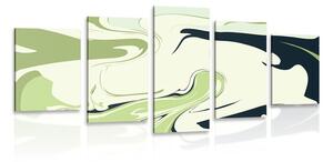 Tablou 5-piese model abstract de materiale în verde