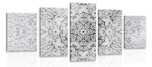 Tablou 5-piese Mandala etnică de aur în design alb-negru