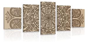 Tablou 5-piese Mandala cu model natural abstract