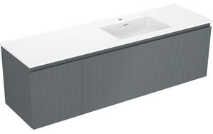 Mexen Rivel, mobilier de baie 160 cm cu lavoar Otis dreapta, 1S, 1D, canelat, grafit/alb mat, 91A23-16047-3-BBFF66-W18P01