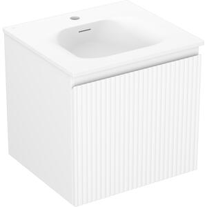 Mexen Rivel, mobilier baie 50 cm cu lavoar Vela, 1 sertar, canelat, alb mat, 91A20-05047-1-BF01-W23M01