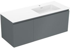 Mexen Rivel, mobilier de baie 120 cm cu lavoar Otis dreapta, 1S, 1D, canelat, grafit/alb mat, 91A23-12047-3-BBFF66-W18P01