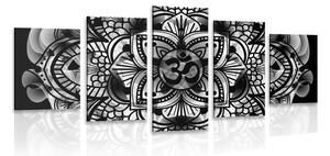 Tablou 5-piese Mandala sănătății în design alb-negru