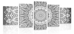 Tablou 5-piese Mandala armonie în design alb-negru