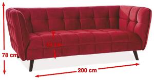 Canapea cu stofa catifelata Castello 3, 78x200x43 cm