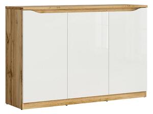 Comoda NUIS, alb lucios/stejar, 135x40x92 cm