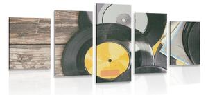 Tablou 5-piese discuri vechi de gramofon