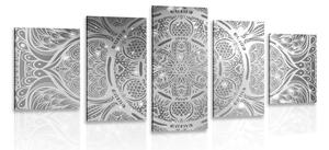 Tablou 5-piese Mandala indiană cu un fundal galactic în design alb-negru