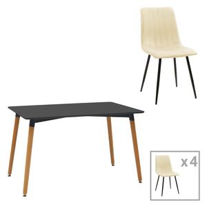 Set masa si scaune 5 piese Natali-Noor Bej 120x80x76 cm