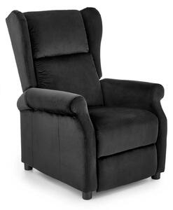 Fotoliu recliner AGUSTIN 2, negru, stofa catifelata/lemn, 75x92/160x83