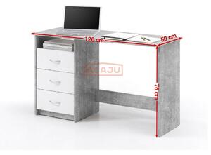 Birou cu sertare Adria, beton/alb, 120x50x76 cm