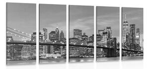 Tablou 5-piese pod fermecător din Brooklyn în design alb-negru