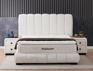 Pat PLATINUM 160x200, stofa crem - Troya 01, cu somiera si spatiu depo