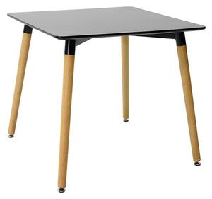 Masa Natali MDF blat negru si picioare naturale 80x80x76 cm