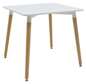 Masa Natali MDF blat alb picioare naturale 80x80x73 cm