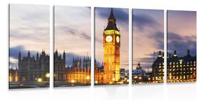 Tablou 5-piese Big Ben nocturn în Londra