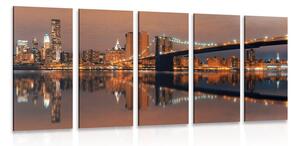 Tablou 5-piese reflexie Manhattanului în apă