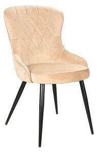 Scaun catifea dining Lotus, bej/negru, stofa/metal, 52x45x91 cm