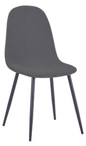 Scaun Bella catifea gri inchis picioare metal negru 43x52x88 cm
