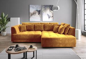 Coltar de living TIGA, sezlong dreapta, stofa clasica galben mustar -
