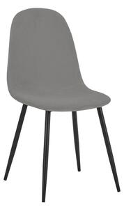 Scaun Bella gri deschis din catifea cu picioare din metal negru 43x52x88 cm
