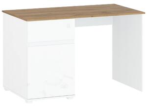Birou Vigo, alb/stejar wotan, PAL laminat/MDF, 120x67x76 cm