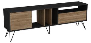 Comoda TV Mistico, alun/negru, PAL melaminat/metal, 180x36x59 cm