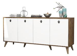 Comoda ELITE 1612, alb/stejar inchis, PAL melaminat, 180x45x80 cm