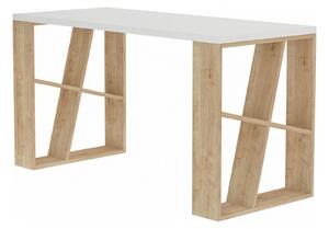 Masa birou HONEY, alb/stejar deschis, PAL melaminat, 140x60x75 cm
