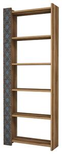 Biblioteca CITY, alun/albastru, PAL melaminat, 65x24x170 cm