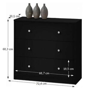 Comoda MAY 3, PAL, negru, 72,4x30.1x68.3 cm