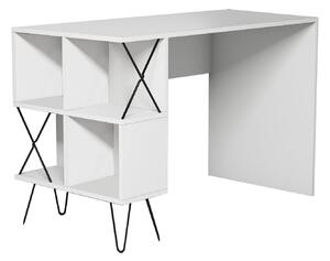 Birou EXTRA, alb/negru, PAL melaminat/metal, 120x60x79 cm