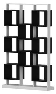 Biblioteca EDGE, alb/negru, PAL melaminat, 120x30x188 cm