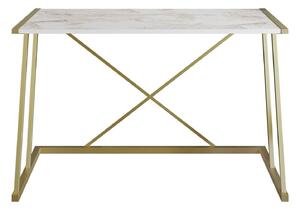 Birou ANEMON, alb/auriu, PAL melaminat/metal, 120x60x75 cm