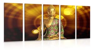 Tablou 5-piese statuie Buddha cu fundal abstract