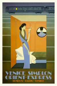 Artă imprimată Vintage Travel Poster (Venice / Orient Express), (26.7 x 40 cm)