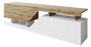 Comodă TV Comfivo Daldune, Stejar Wotan, Alb, PAL laminat, 47x160x35cm, 30 kg