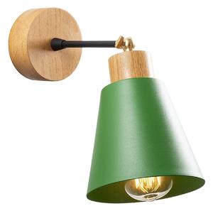 Lampa perete MANAVGAT N-614, stejar/verde, metal/lemn, 14x25 cm
