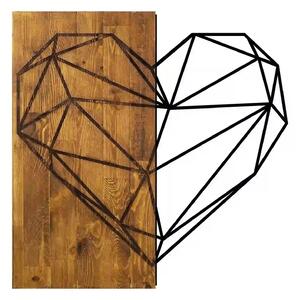 Accesoriu decorativ HEART, stejar/negru, lemn/metal, 58x58 cm